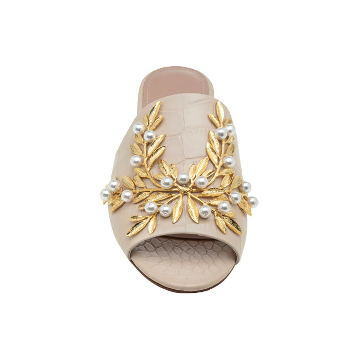 Lacey butterfly embellished leather slide sandal hotsell